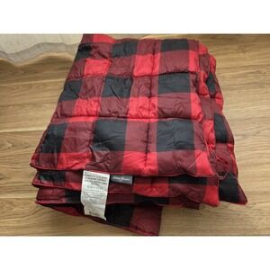 Eddie Bauer Down Alternative Throw Blanket 60x70" Red Black Plaid Packable